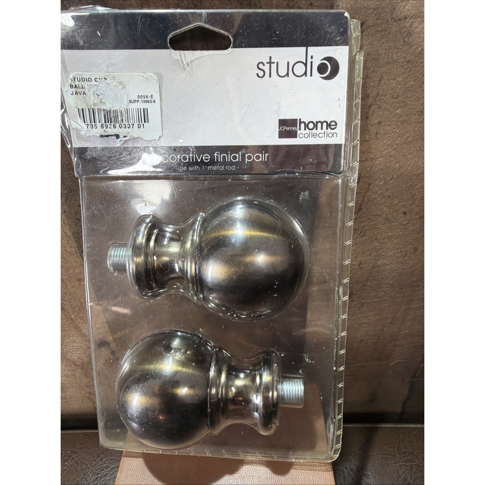 Studio 3B Jc Penney Decorative Ball Curtain Rod Finial Pair Java Finish (2-Pack)